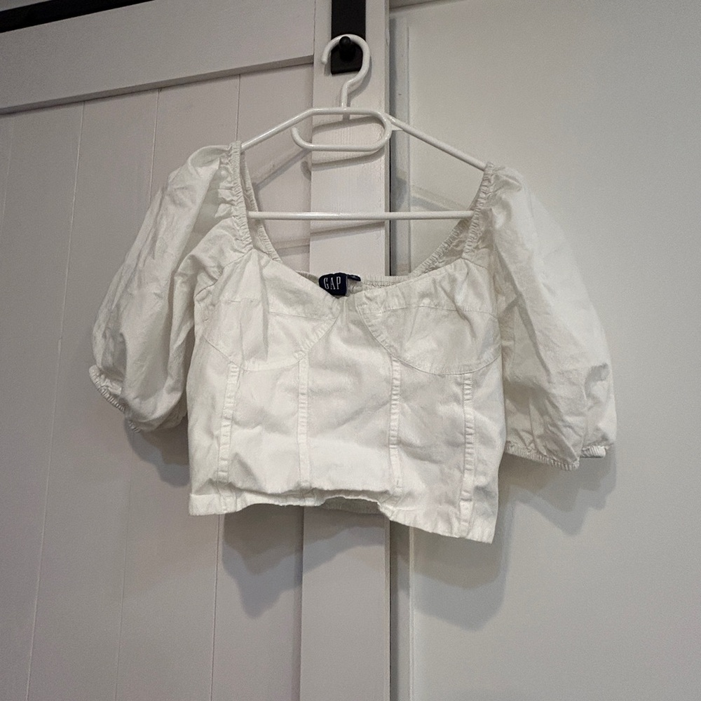 GAP White Puff Sleeve Crop Blouse